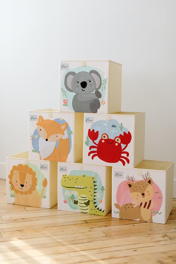 Fox Storage Cube- Organizer for Nursery, Playroom, Bedroom, Closet. Foldable Box 13x13x13 inches. Children's Toy Box, Diaper Caddy, Clothing Basket, Book Bin, Baby Essentials & Kids Gift-NeatNest