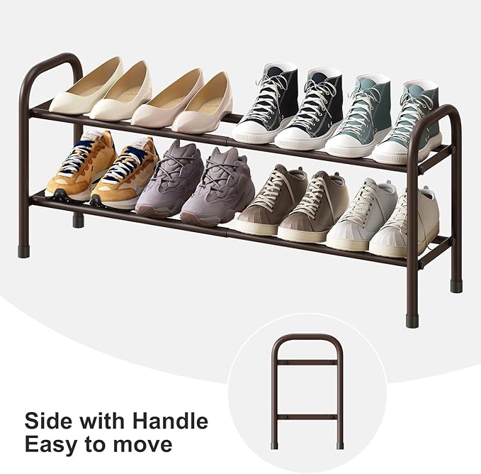 Expandable Shoe Rack, 2-Tier Shoe Shelf for Closet, Adjustable Length Shoe Shelf Storage Organizer, Standing Shoe Rack for Entryway-NeatNest
