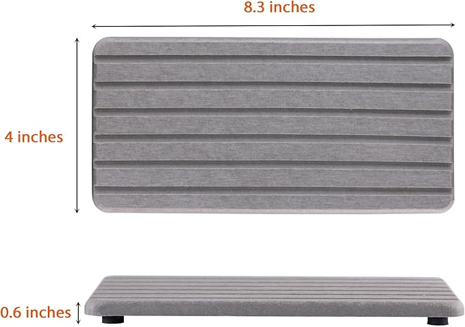2 PCS Water Absorbent Diatomite Coasters Rectangle, Grooved Design, Water Absorbing Stone Used for Hand Soaps & Plants & toiletries in The Modern Home-NeatNest