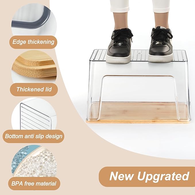 Acrylic Paper Towel Holder with Bamboo Lid, Kitchen Under Sink Organizers and Storage Trash Bag Holder Dispenser