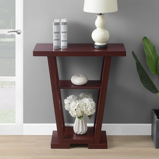 Convenience Concepts Newport V Console Table 31.5" - Modern Sofa Table with Storage Shelves, Narrow Entryway Hall Table for Living Room, Mahogany-NeatNest