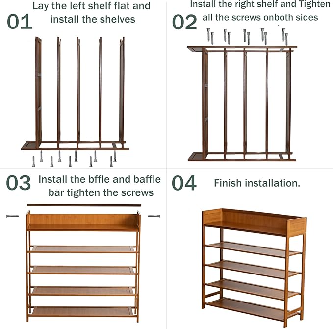 latifolia Shoe Rack, 5-Tier Bamboo Shoe Rack Organizer for Entryway Hallway, Beautiful Natural-NeatNest