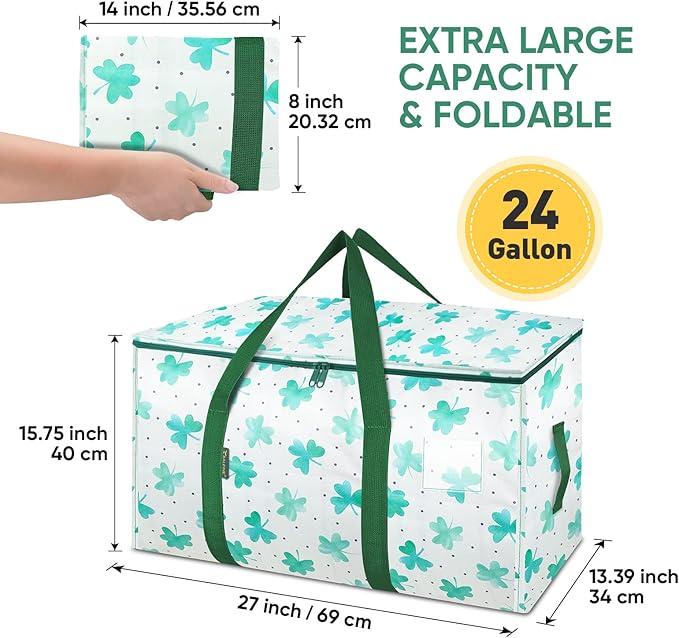BALEINE 2-Pack Oversized Moving Bags with Reinforced Handles, Heavy-Duty Storage Tote for Clothes, Moving Supplies (Clover, 2-Pack)-NeatNest
