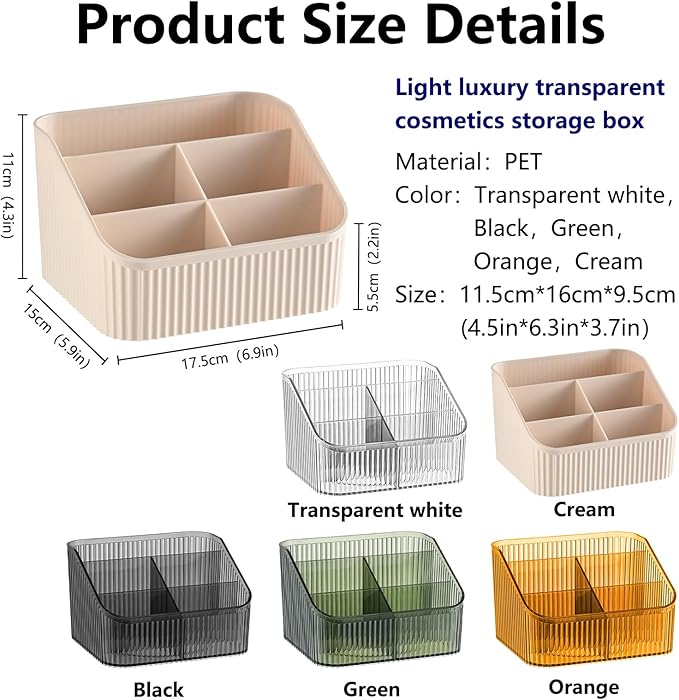 DASITON Large Capacity Makeup Brush Holder,5 Slot Makeup Brush Cup,Vintage striped Make Up Brush Holder,for Vanity Decor,Bathroom Countertops,Desk Storage Container,Cosmetic Display cases(Cream)-NeatNest