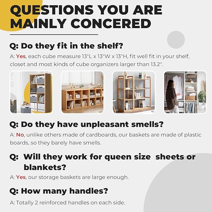 Criusia Fabric Storage Cubes - 13 Inch Large Storage Bins 4 Pack - Clothes Organizer Bins for Closet, Shelves, Cube Organizer/Cubby Collapsible Storage Baskets for Organizing Toys Blanket-NeatNest