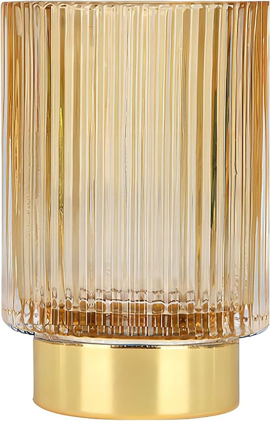 DASITON Makeup Brush holder Organizer,Crystal Cosmetic Makeup Brush Glass Brushes Storage Holder, Vintage Make Up Brush Cup Pen Pencil Holder striped vase(Coffee L)-NeatNest