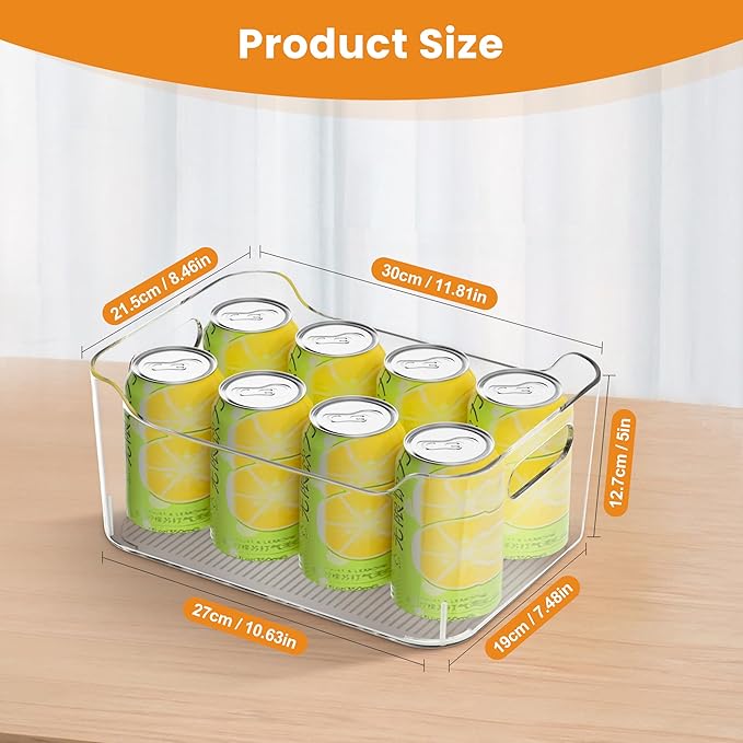 Clear Plastic Storage Bins-Pantry Organizers & Storage Containers-Refrigerator Organizer Bins with Handle - Home Organization Must Haves for Kitchen(Clear 6 Pack-Large)