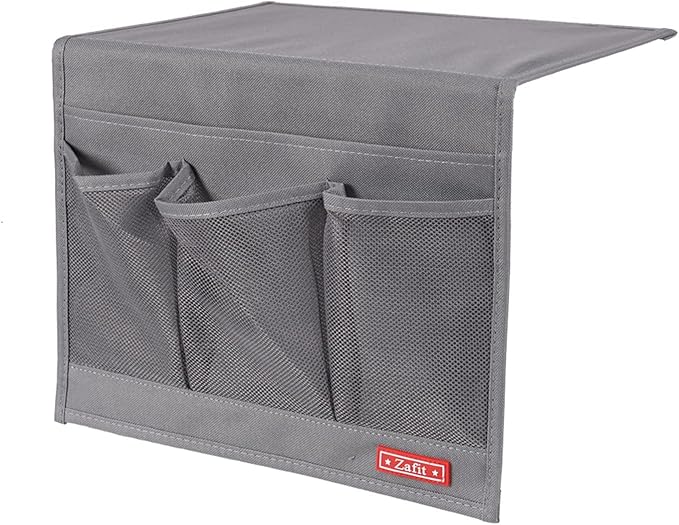 Bedside Storage Organizer, Table Cabinet Bedside Organizer Caddy for Remotes Phone Glasses (Classic 4 Pockets-Grey)-NeatNest