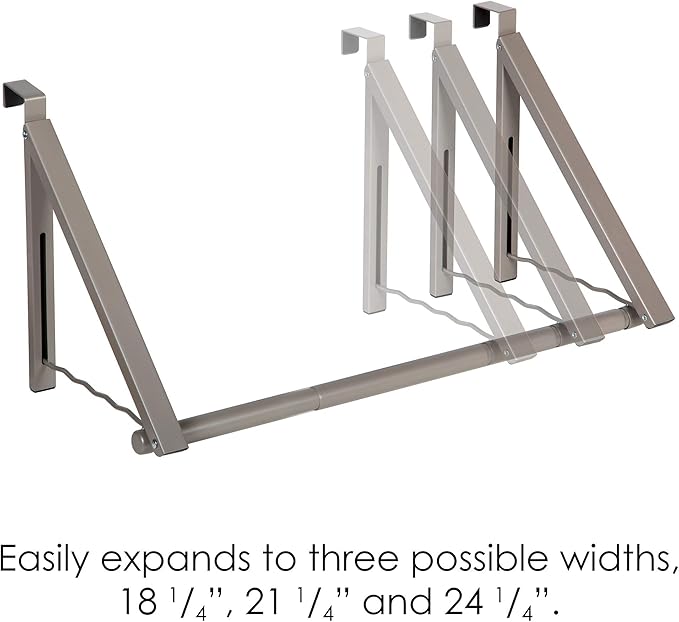 HOLDN’ STORAGE Over The Door Hanger - Foldable Rack Organizer for Hanging Clothes, Coats & Towels, Ideal for Dorm Rooms, Laundry, Bathrooms, Etc - Holds up to 35 LBs, Collapsible - Satin Nickel
