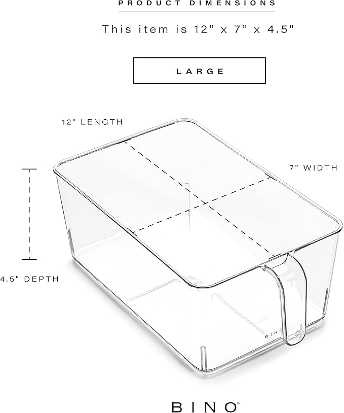 BINO | Clear Storage Organizer | THE HOLDER COLLECTION | Clear Containers for Organizing with Built-in Handles | Pantry Organization and Storage | Fridge Organizer | Smart Storage Bin Cabinet | Large-NeatNest
