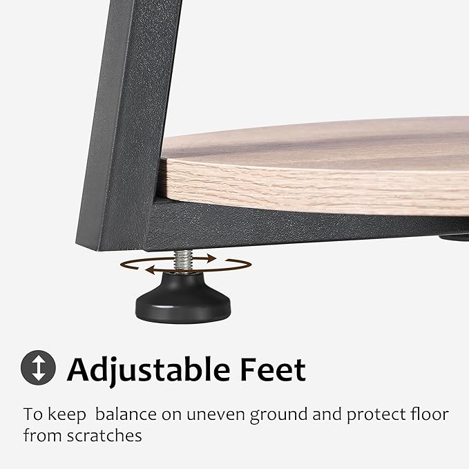 BEWISHOME Round End Table Side Table with Metal Frame, Accent Table Nightstand Bedside Table with 3-Tier Shelves, Small Couch Coffee Table for Living Room Bedroom Greige KTZ41G-NeatNest