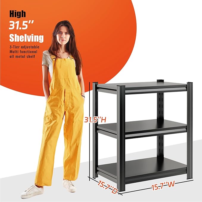 Adjustable 3-Tier Metal Bathroom Shelf - Space Saving Storage Organizer Rack for Kitchen, Corrosion-Resistant, 31.5" Hx15.7 Wx15.7 D
