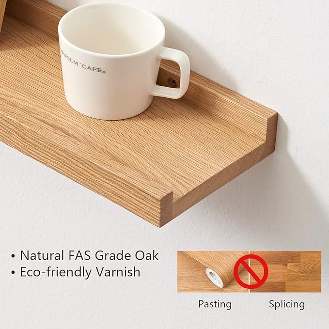 Floating Shelf, Natural Oak Wood, 36 Inch, Wall Storage, Display Picture Ledge, for Bedroom, Living Room, Bathroom, Office, Kitchen-NeatNest