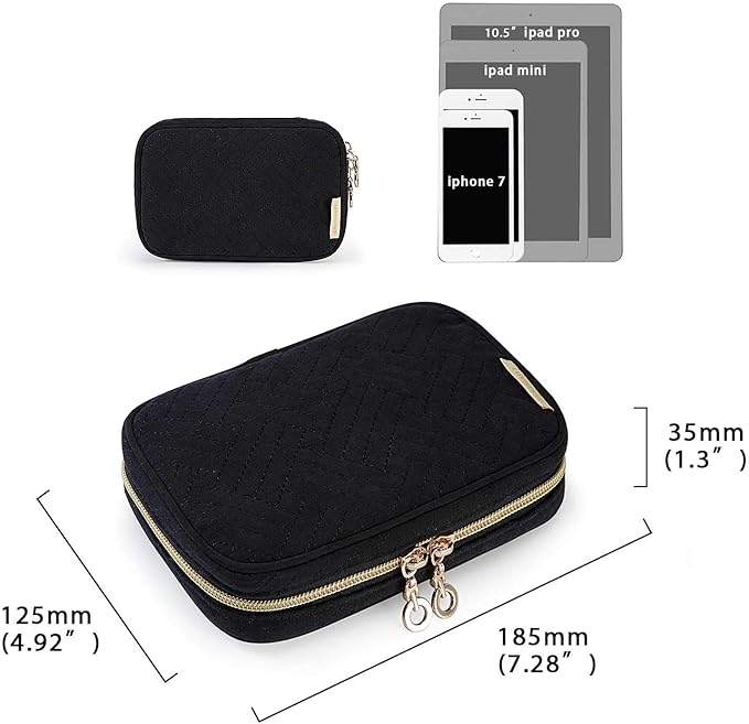 BAGSMART Travel Jewelry Organizer Case Small Jewelry Roll for Journey-Rings, Necklaces, Earrings, Bracelets, Black-NeatNest