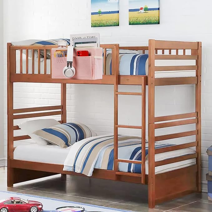 Bedside Caddy Bedside Storage Organizer Hanging Bunk Bed Dorm Room with Side Pockets for Water Bottles, Books, Cell Phones, Headphones (Pink)-NeatNest