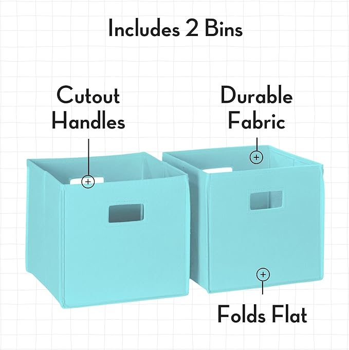 RiverRidge Folding Storage Bins with Handles Aqua Cube Storage Organizer for Closet, Bedroom & Playroom - Closet Organizers and Storage Set of 2-NeatNest