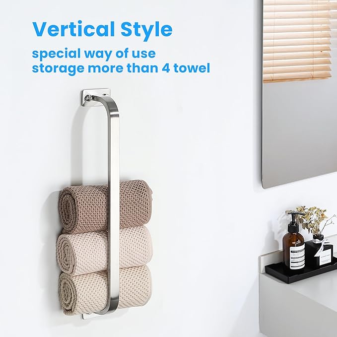 Bathroom Towel Bar, 16 inch Towel Racks for Bathroom Wall Mounted, SUS304 Stainless Steel Heavy Duty Towel Holder Bathroom Accessories Modern Home Decor, Brushed Finished