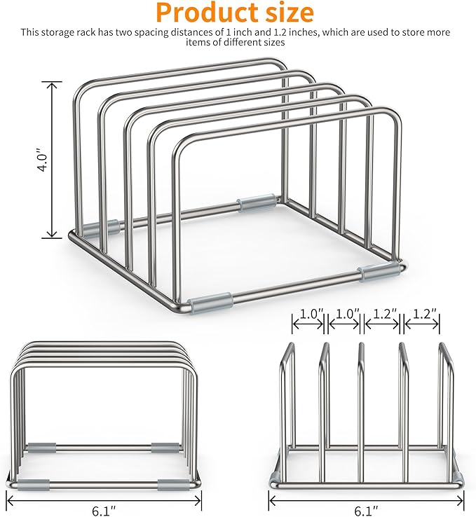 Cutting Board Stand, Cutting Board Rack, Cutting Board Organizer Stainless Steel, Cutting Board Holder for Countertop, Chopping Board Holder (1 Pack)-NeatNest