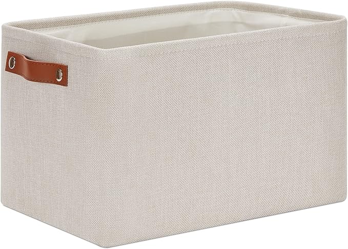 DULLEMELO Fabric Organizer for Storage, Office, Home, Nursery - Small Fabric Storage Basket with Handles (Beige)-NeatNest