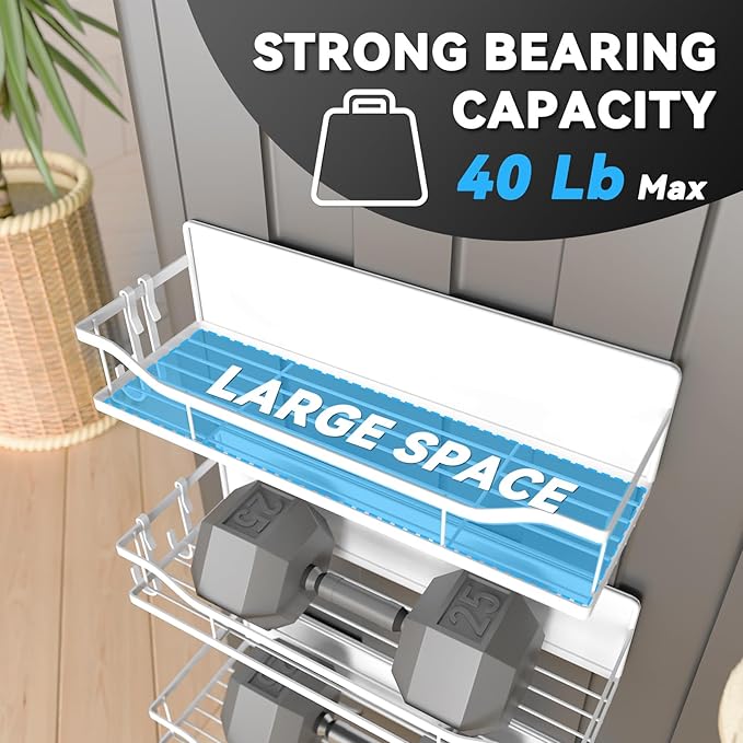 Heavy Duty Magnetic Shelves for Washer Dryer & Refrigerator - 11LB No-Slip Laundry Organizer, Rust-Proof Fridge Spice Rack with Hooks (8 Pack, White)