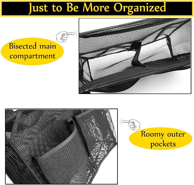 ALYER Mesh Shower Caddy, Bath Organizer with Adjustable Hanging Straps, Multipurpose Storage Bag for College,Camp,RV, Travel and Gym (Black)-NeatNest