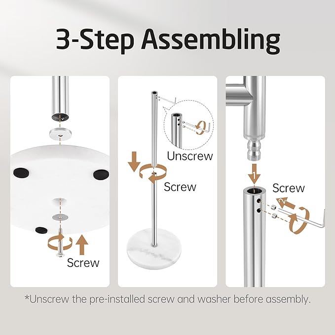 KES Free Standing Towel Racks for Bathroom, 3 Swivel Bars 40-Inch Bath Towel Rack Stand with Weighted Marble Base, Premium 18/8 Stainless Steel Polished Finish, BTH219