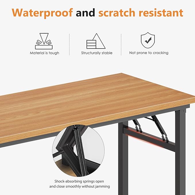 DlandHome 47 inches Folding Table Computer Desk Portable ActivityTable Conference Table Home Office Desk, Fully Assembled Teak DND-ND5-120TB1-NeatNest