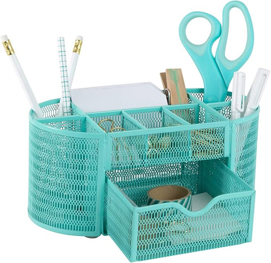 BLU MONACO Aqua Desk Organizer – Strong Metal with Aqua Finish, Storage for Office Supplies, Home or Office Desk Décor-NeatNest