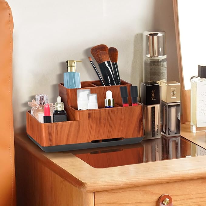 Toothbrush Holder,Bathroom Organizer Countertop, 5 Compartments Multifunctional Storage for Cosmetic, Makeup, Office Stationery Pencil,Toothpaste, Toothbrush,Ideal Gift for Home, Office(Bule)