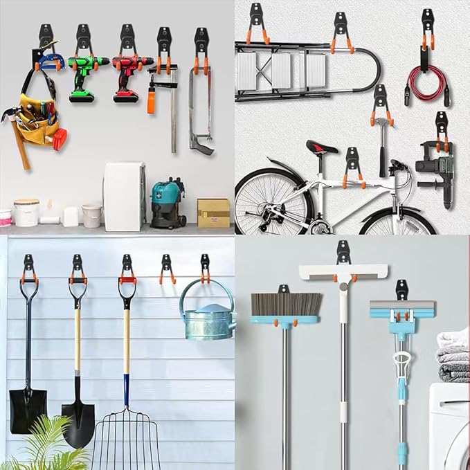 Garage Hooks Pack of 12, Garage Storage System Hooks for Hanging Ladders, Bicycles, Power Tools and More Tools-NeatNest