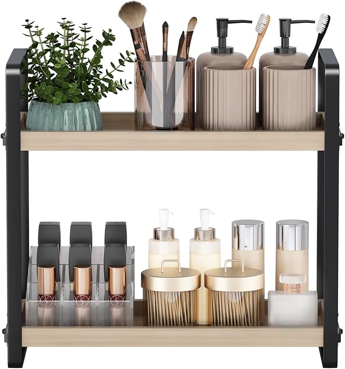Bathroom Counter Organizer,Bathroom Countertop Organizer,Counter Shelf,Countertop Storage,Organization and Storage,Makeup Shelf,Sink Caddy(Burlywood 2 Tier)-NeatNest
