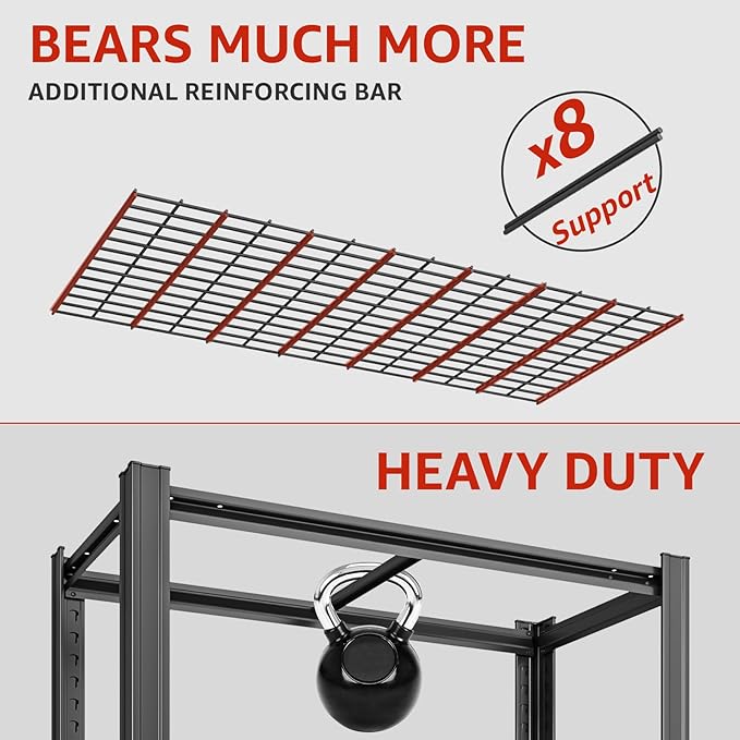 6 Tier Metal Garage Shelves, 84" H x 55.12" W x 24" D, 3600LBS Storage Heavy Duty Garage Shelving, Adjustable Shelving Unit for Warehouse, Basement, Kitchen, Store Display, Black-NeatNest