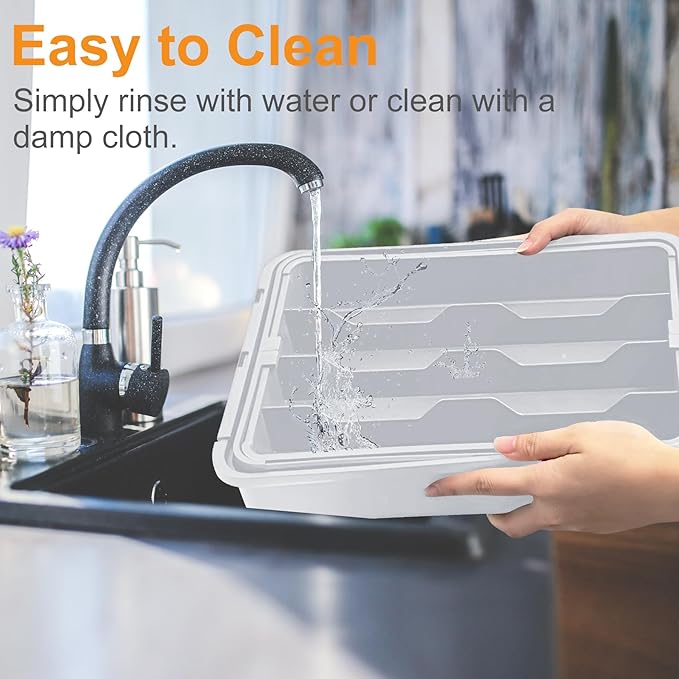 Homecor Kitchen Drawer Organizer, Expandable Silverware Drawer Organizer, Adjustable Utensil Organizer Tray, Cutlery Organizer for Forks, Knives, Kitchen Organizers and Storage, Grey-NeatNest