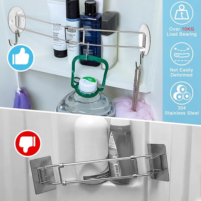 【2025 New】Adjustable 7.8-13.5 inch Rv Shower Corner Storage Bar, Stainless Steel Rv Shower Caddy for Corner Shelves in Camper, RV Bathroom Organization Must Have Accessories (2 Pack)