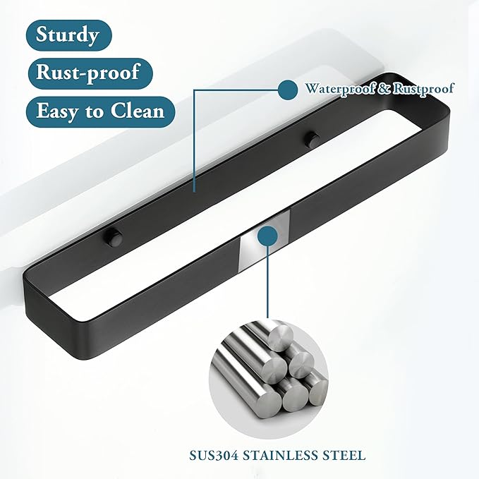 Bathroom Towel Bar, SUS304 Stainless Steel Towel Racks for Bathroom Wall Mounted, Heavy Duty Towel Holder Kitchen Bathroom Accessories Modern Home Decor (12 Inch)