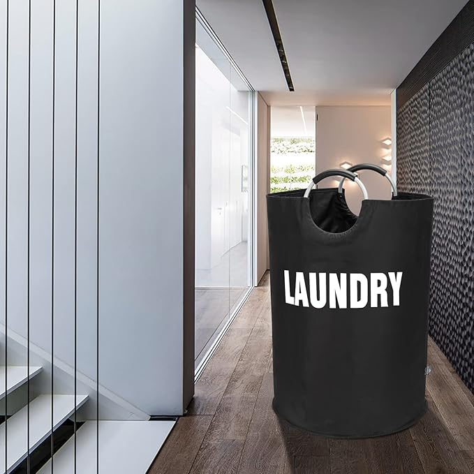 DOKEHOM 160L XX-Large Laundry Basket (7 Colors), Collapsible Laundry Bag, Foldable Laundry Hamper, Folding Washing Bin (Black, XXL)-NeatNest