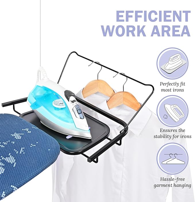 APEXCHASER Ironing Board Full Size, Metal Panel Iron Board with Heat & Scorch Resistant Cover, Adjustable Height Heavy Duty Ironing Board with Stretchable Iron Rest, for Home, Dorm, 18 x 51, Purple