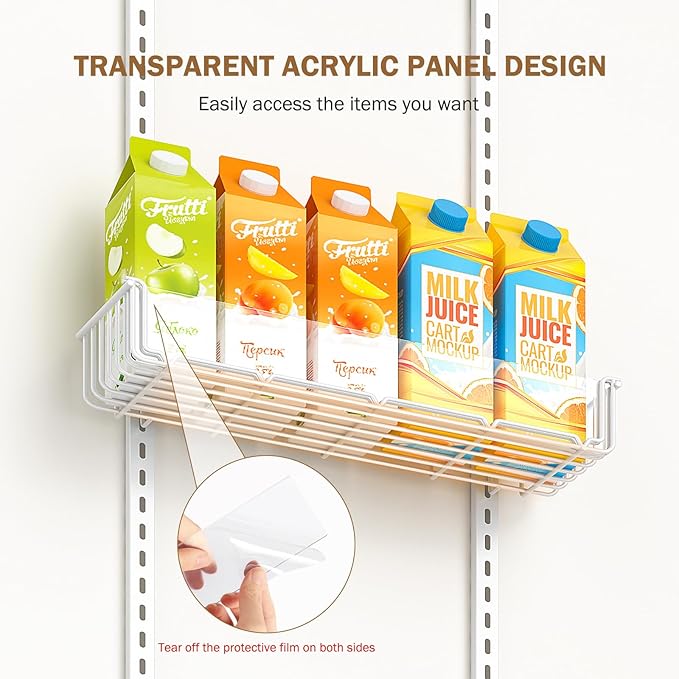 Delamu Adjustable Over the Door Pantry Organizer with Clear Acrylic Panel, 6-Tier Pantry Organization and Storage for Kitchen, Hanging Spice Rack Seasoning Shelves for Cabinet, Easy Install, White-NeatNest