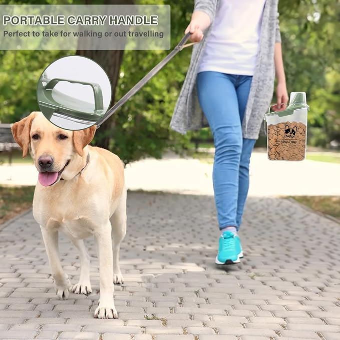 Dog Food Storage Container Airtight Portable Dog Food Container with Handled Lid and Pour Spout,Food Storage for Dog Dry Food Small Pet Food Container with Measuring Cup for Home, Travel,2.8L Green-NeatNest