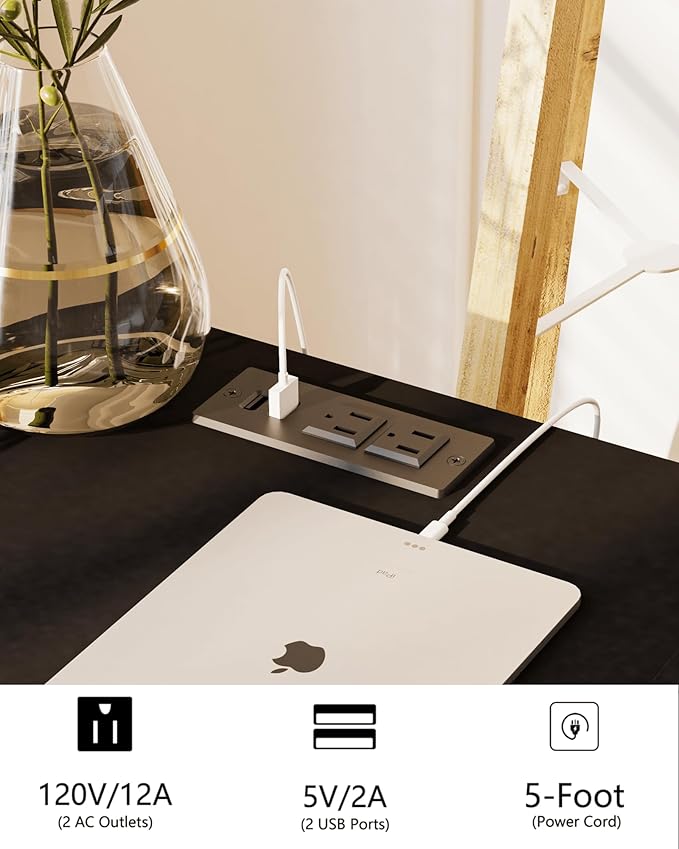 Black Nightstand with Outlet,Modern Bedside Table with Storage Drawer and Open Wood Shelf, for Living Room, Bedroom and Small Spaces, Accent Night Stand with Solid Wood Legs, Easy Assembly-NeatNest