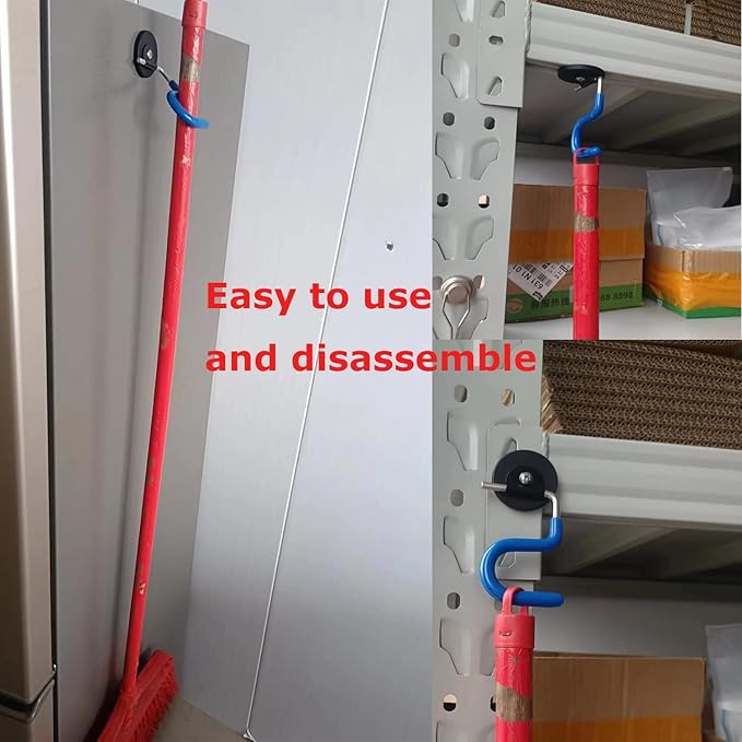 XXHong 2PCS Broom Holder Magnetic Broom Hooks Do Not Require Drilling Warehouse Kitchen Refrigerator Metal Surface Suitable Broom Holder Wall Mount-NeatNest