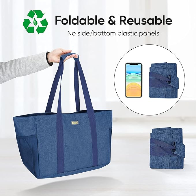 BALEINE Soft 9 Gallon Extra Large Utility Tote, Foldable Reusable Storage Bag (Denim Blue)-NeatNest