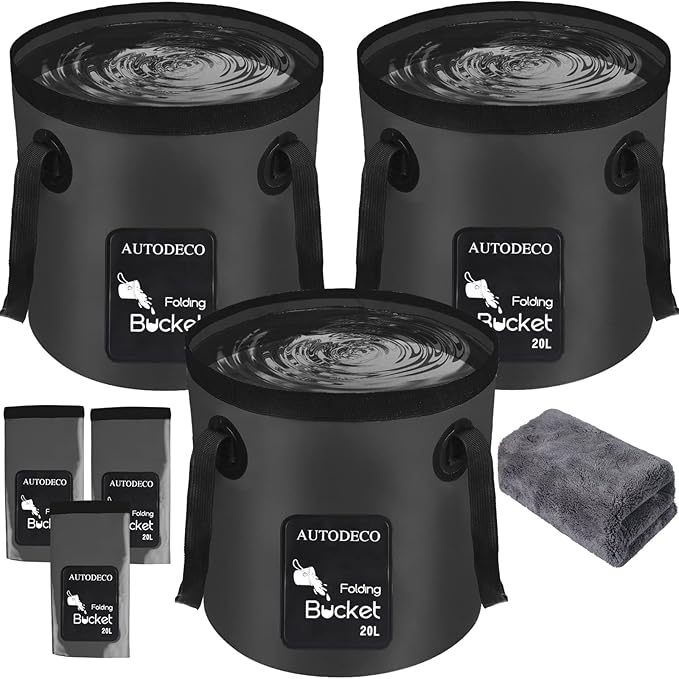 AUTODECO Collapsible Bucket 5 Gallon Container Folding Water Bucket Portable Wash Basin