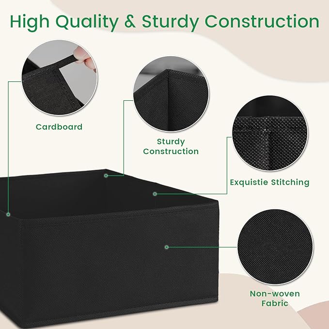 Criusia 16 Pack Underwear Drawer Organizer, Drawer Organizer Clothes, Foldable Cloth Storage Box Closet Dresser Drawer Divider Organizer for Clothes, Scarves (Black)-NeatNest