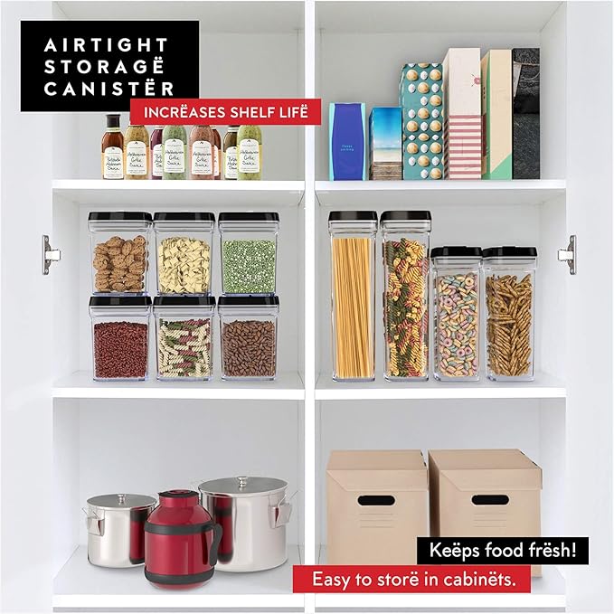 DWËLLZA KITCHEN Pasta Storage Containers for Pantry Airtight - 2 Pc Spaghetti Container Storage - Ideal for Spaghetti & Noodles, Kitchen Pantry Organization and Storage - Keeps Food Fresh & Dry-NeatNest