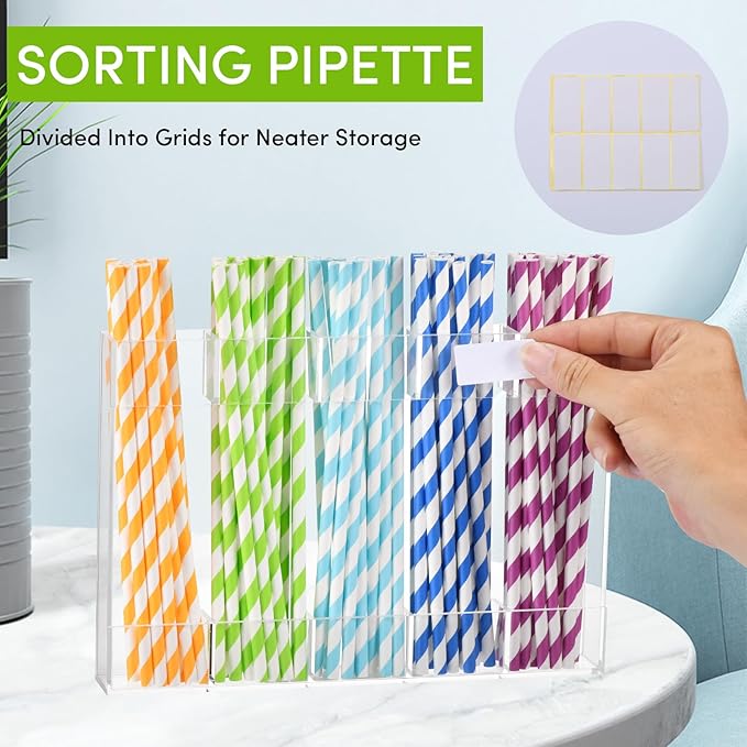 Clear Acrylic Straw Holder for Cabinet Door - Reusable Straw Organizer with Adhesive Backing, Space-Saving Kitchen Storage for Counter/Cupboard (Large, Transparent)-NeatNest