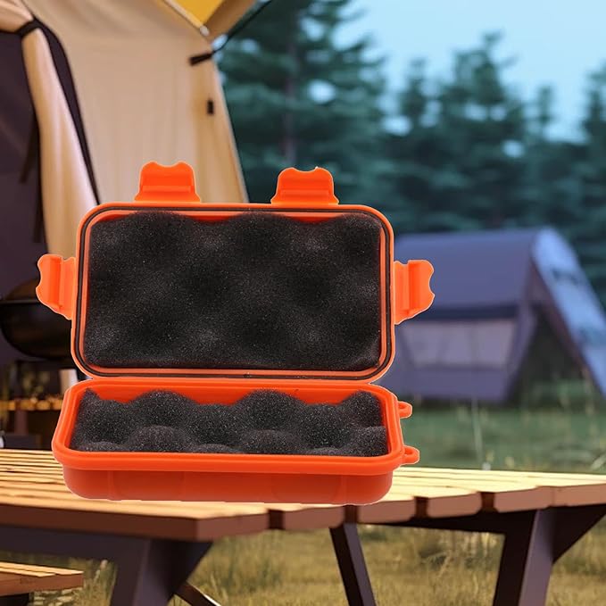 FILFEEL Outdoor Plastic Shockproof Box Airtight Survival Case Container Storage Carry Box Small (S-Orange)-NeatNest