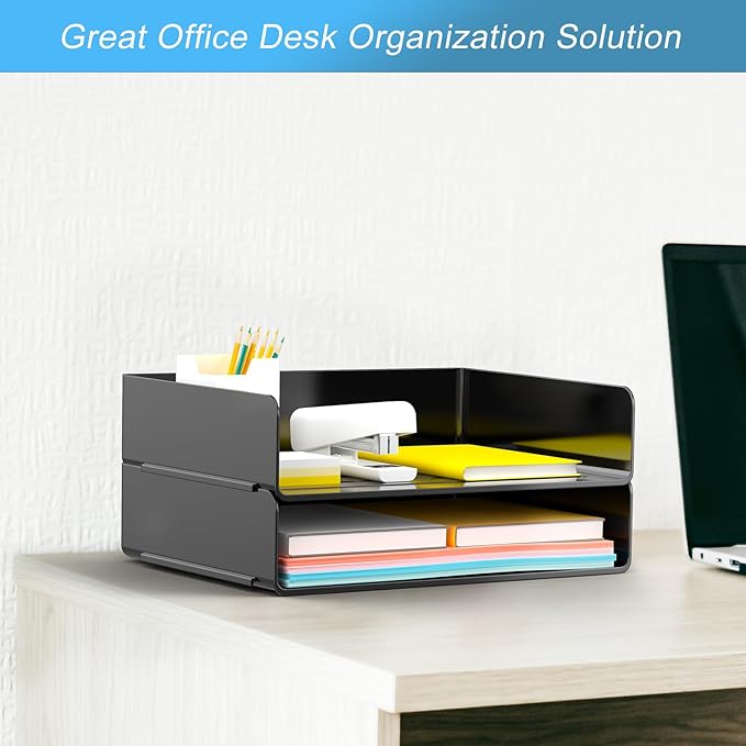 Desk Organizer, Stackable Paper Letter Tray, Desktop File Paper Holder Office Organization School Supplies-NeatNest