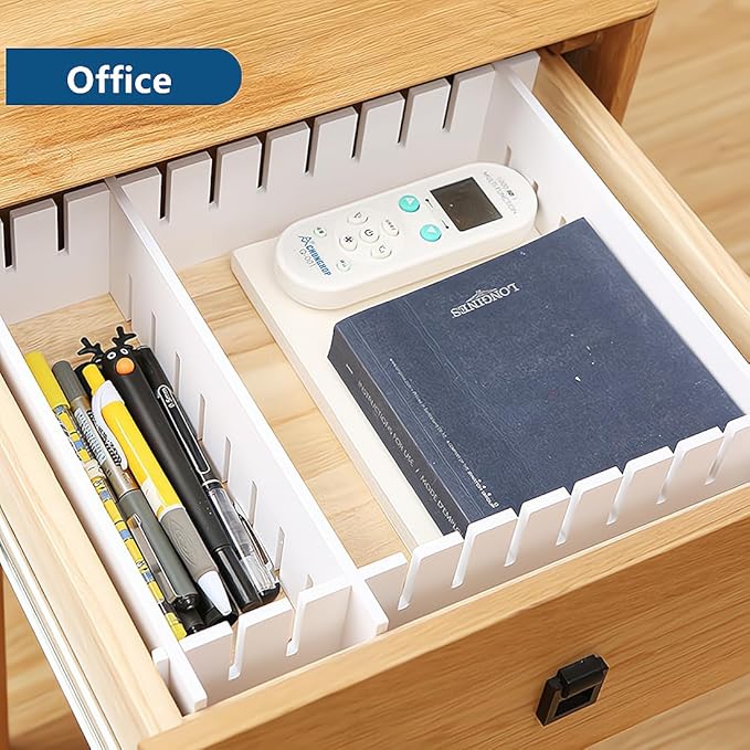 Drawer Divider,Adjustable Drawer Dividers Organizers for Baby Clothes, Underwear,Sock,Expandable Office Dresser Bathroom Desk Kitchen Separators Organizer (8 Pcs White)-NeatNest