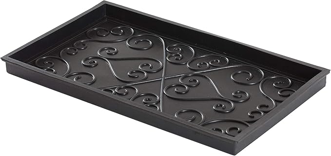 Anji Mountain Black Boot/Shoe Tray with Coir, Fits 2 Pair (24.5"" Wide), Diamond and Rubber Insert (AMB0BT2F-016)